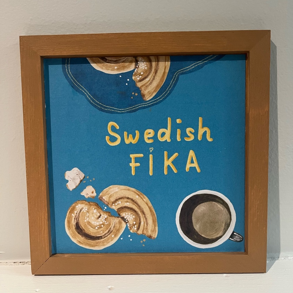 Swedish Fika Wall Art with Coffee and Pastry Design